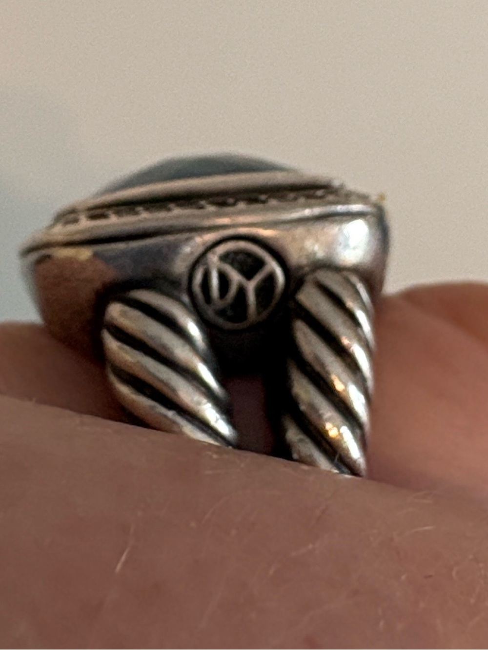 David Yurman Authentic Albion 17mm Blue Topaz Diamond Halo Sterling Silver | 7 - Picture 2 of 11
